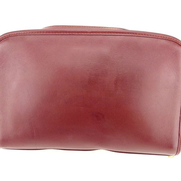 Authentic Cartier Clutch Bag Mast Line Bordeaux Gold Women Men - Picture 5 of 8